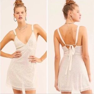 NEW - Free People iridescent sequin mini mermaid halter dress LG NWT